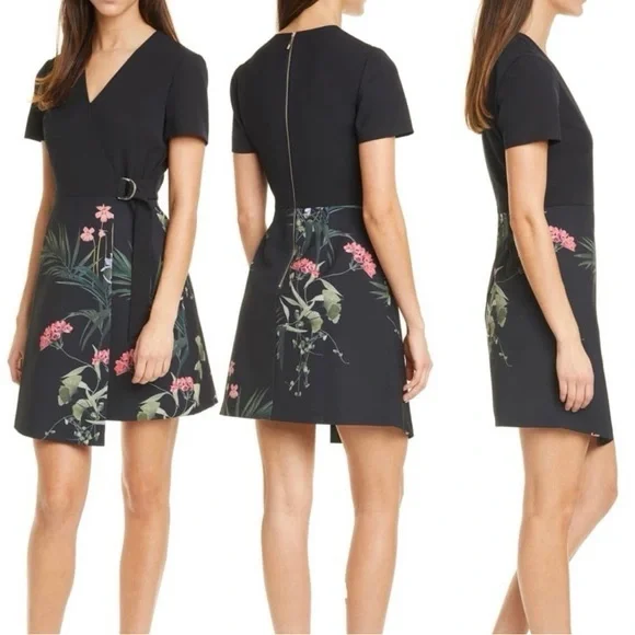 Ted Baker London Mizalia Wrap Detail Skater Dress - Picture 2 of 6